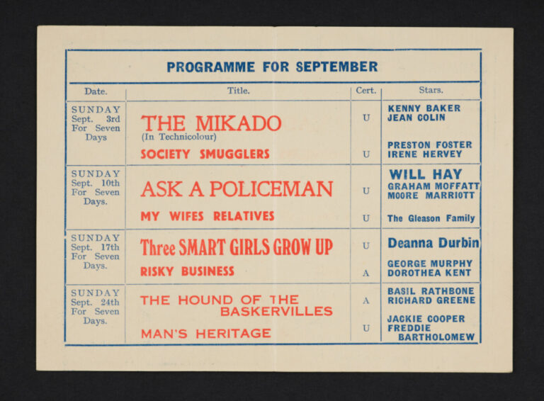 Gaumont Programme Sept 1939 - Inner page 2 - Library of Birmingham Archive